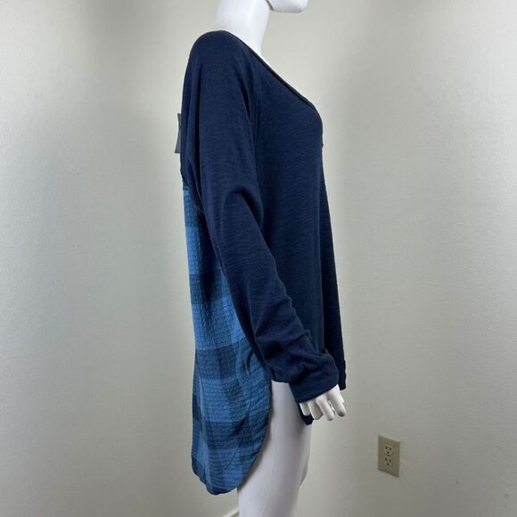 Pilcro Womens Size L Blue Plaid Cotton High Low Pullover NEW Tunic Sweatshirt - Picture 8 of 15
